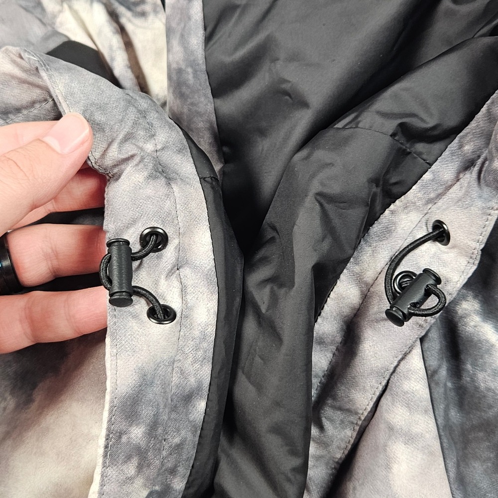 32 Bar Blues Jacket Mens Large Gray Abstract Cloud Print Full Zip Hooded Coat - Picture 4 of 7